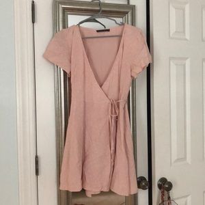 light pink pattern wrap dress